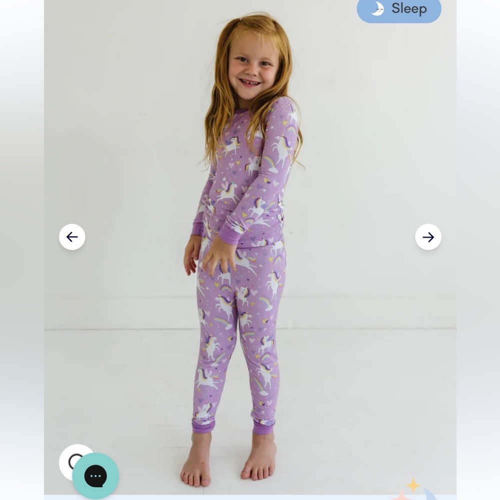 Little Sleepies Purple Unicorns Toddler Girl Pajama Set Long Sleeved 3T - Picture 2 of 7